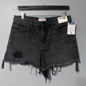 NWT Wrangler Mid-Rise Vintage Distress Denim Short WomenS Sz 8/29 Black Wash NEW